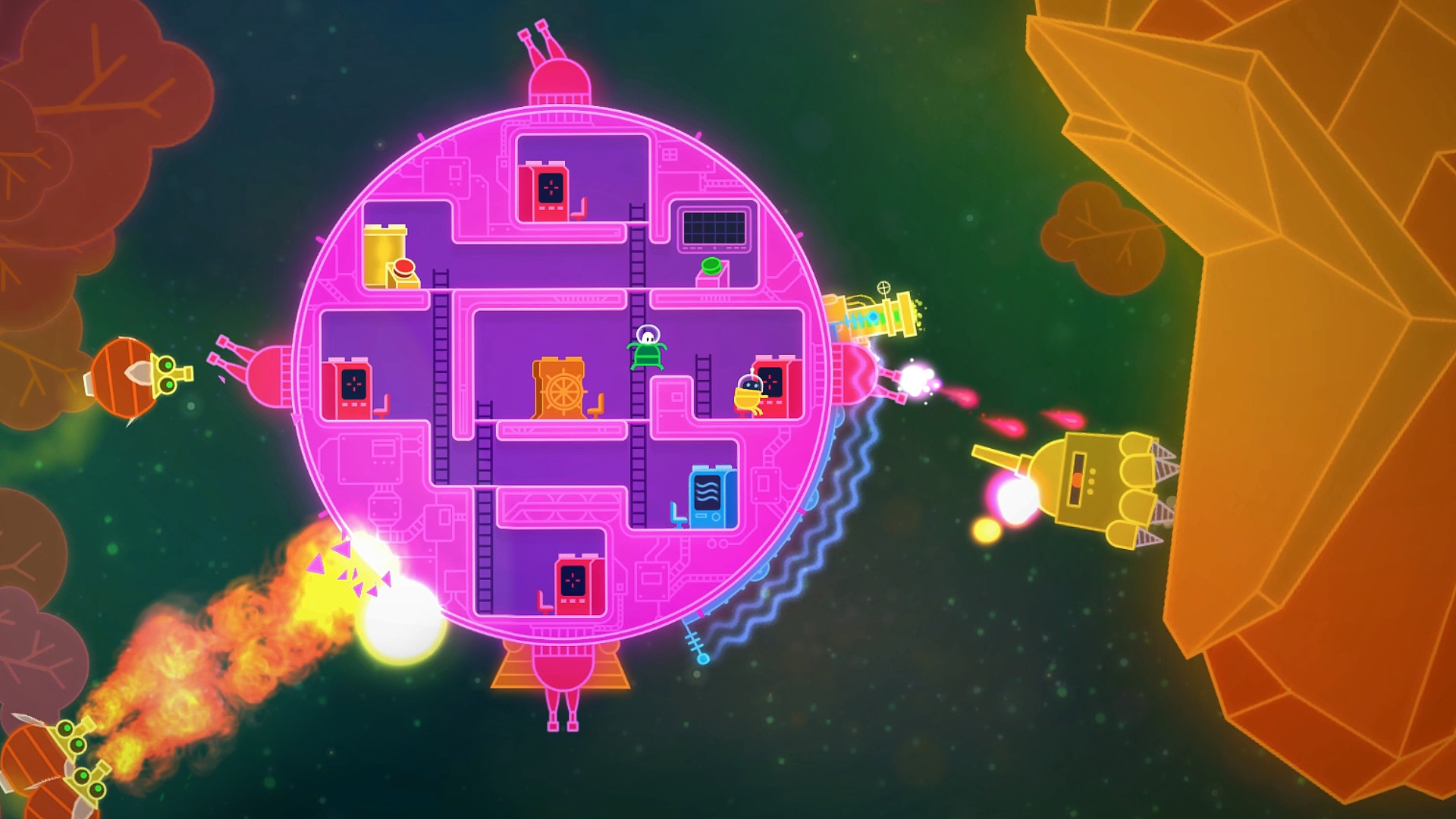 Lovers in a Dangerous Spacetime gameplay screenshot